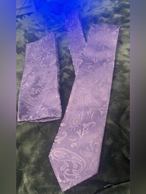 Purple Paisley Necktie and Pocket Square Set